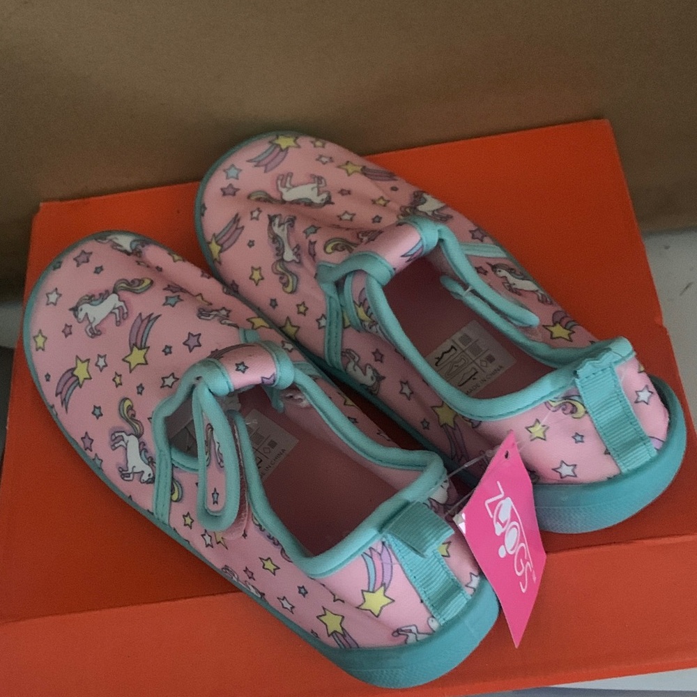 Kids Unicorn Print Water/Beach Shoes - Pink and Blue